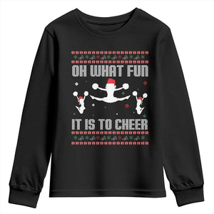 Ugly Christmas Cheerleading Youth Sweatshirt Oh What Fun It Is To Cheer Gift TS12 Black Print Your Wear