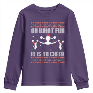 Ugly Christmas Cheerleading Youth Sweatshirt Oh What Fun It Is To Cheer Gift TS12 Purple Print Your Wear