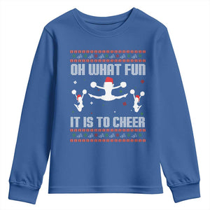 Ugly Christmas Cheerleading Youth Sweatshirt Oh What Fun It Is To Cheer Gift TS12 Royal Blue Print Your Wear