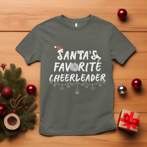 Santa Favorite Cheerleader T Shirt Christmas Cheerleading Gift TS12 Military Green Print Your Wear