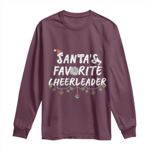 Santa Favorite Cheerleader Long Sleeve Shirt Christmas Cheerleading Gift TS12 Maroon Print Your Wear