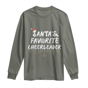 Santa Favorite Cheerleader Long Sleeve Shirt Christmas Cheerleading Gift TS12 Military Green Print Your Wear