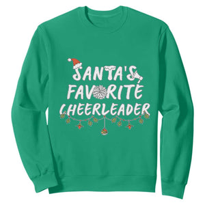 Santa Favorite Cheerleader Sweatshirt Christmas Cheerleading Gift TS12 Irish Green Print Your Wear