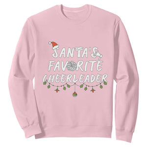 Santa Favorite Cheerleader Sweatshirt Christmas Cheerleading Gift TS12 Light Pink Print Your Wear