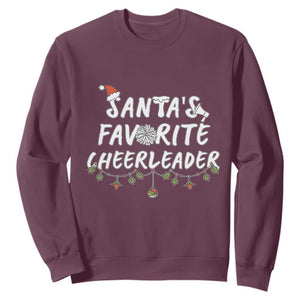 Santa Favorite Cheerleader Sweatshirt Christmas Cheerleading Gift TS12 Maroon Print Your Wear