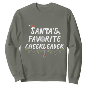 Santa Favorite Cheerleader Sweatshirt Christmas Cheerleading Gift TS12 Military Green Print Your Wear