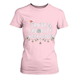 Santa Favorite Cheerleader T Shirt For Women Christmas Cheerleading Gift TS12 Light Pink Print Your Wear
