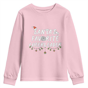 Santa Favorite Cheerleader Youth Sweatshirt Christmas Cheerleading Gift TS12 Light Pink Print Your Wear