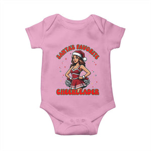 Santa Favorite Cheerleader Baby Onesie Funny Christmas Cheer Gift TS12 Light Pink Print Your Wear