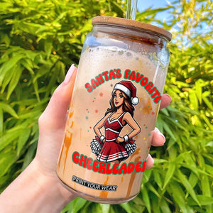 Santa Favorite Cheerleader Glass Can Funny Christmas Cheer Gift TS12 White Print Your Wear