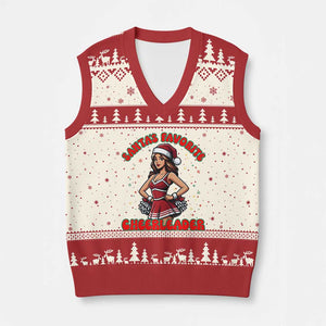 Santa Favorite Cheerleader V-Neck Knit Sweater Vest Funny Xmas Cheer Gift TS12 Beige Red Print Your Wear