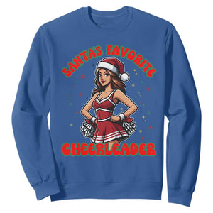 Santa Favorite Cheerleader Sweatshirt Funny Christmas Cheer Gift TS12 Royal Blue Print Your Wear