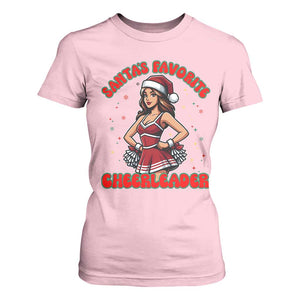 Santa Favorite Cheerleader T Shirt For Women Funny Christmas Cheer Gift TS12 Light Pink Print Your Wear