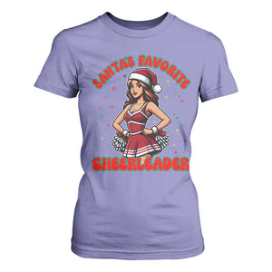 Santa Favorite Cheerleader T Shirt For Women Funny Christmas Cheer Gift TS12 Violet Print Your Wear