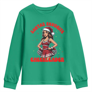 Santa Favorite Cheerleader Youth Sweatshirt Funny Christmas Cheer Gift TS12 Irish Green Print Your Wear