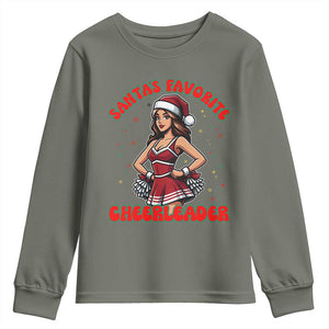 Santa Favorite Cheerleader Youth Sweatshirt Funny Christmas Cheer Gift TS12 Military Green Print Your Wear