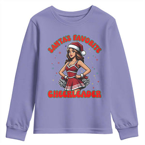 Santa Favorite Cheerleader Youth Sweatshirt Funny Christmas Cheer Gift TS12 Violet Print Your Wear