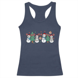 Funny Christmas Cheer Gift Racerback Tank Top Santa Snowman Cheerleaders - Print Your Wear