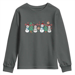 Funny Christmas Cheer Gift Youth Sweatshirt Santa Snowman Cheerleaders TS12 Dark Heather Print Your Wear