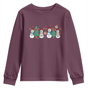 Funny Christmas Cheer Gift Youth Sweatshirt Santa Snowman Cheerleaders TS12 Maroon Print Your Wear