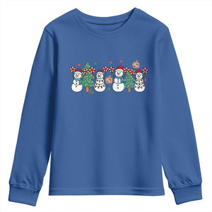 Funny Christmas Cheer Gift Youth Sweatshirt Santa Snowman Cheerleaders TS12 Royal Blue Print Your Wear