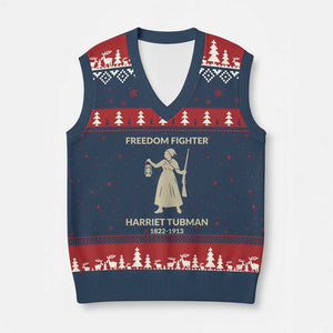 Harriet Tubman Freedom Fighter V-Neck Knit Sweater Vest History Lover Gift TS12 Navy Red Print Your Wear