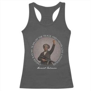 Harriet Tubman Quote Racerback Tank Top I Never Ran My Train Off The Track TS12 Dark Heather Print Your Wear