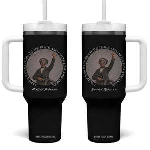 Harriet Tubman Quote Tumbler With Handle I Never Ran My Train Off The Track TS12 One Size: 40 oz Black Print Your Wear
