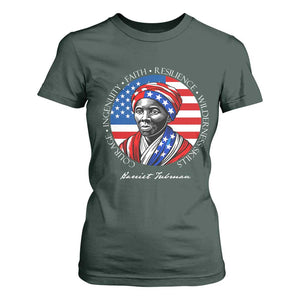 Harriet Tubman Patriotic T Shirt For Women Black History Month Gift TS12 Dark Forest Green Print Your Wear