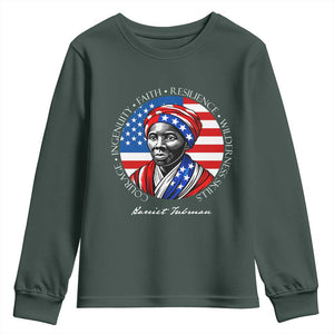Harriet Tubman Patriotic Youth Sweatshirt Black History Month Gift TS12 Dark Forest Green Print Your Wear