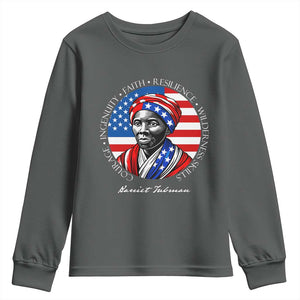 Harriet Tubman Patriotic Youth Sweatshirt Black History Month Gift TS12 Dark Heather Print Your Wear