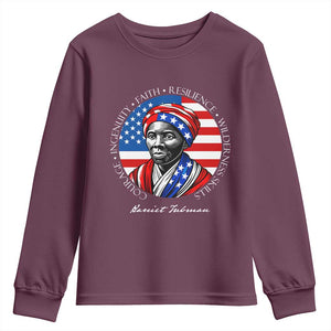 Harriet Tubman Patriotic Youth Sweatshirt Black History Month Gift TS12 Maroon Print Your Wear