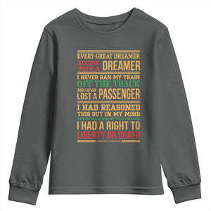Harriet Tubman Powerful Quote Youth Sweatshirt Strong Black Women Pride TS12 Dark Heather Print Your Wear