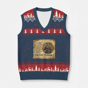 Harriet Tubman Quote V-Neck Knit Sweater Vest Liberty Or Death Empowerment Gift TS12 Navy Red Print Your Wear