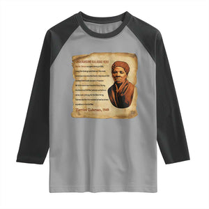 Harriet Tubman Raglan Shirt Black American Hero Underground Railroad TS12 Sport Gray Black Print Your Wear