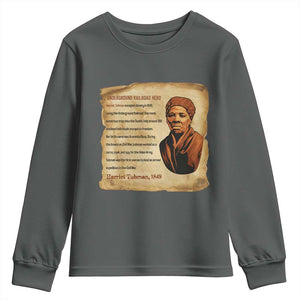 Harriet Tubman Youth Sweatshirt Black American Hero Underground Railroad TS12 Dark Heather Print Your Wear