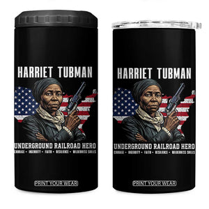 Harriet Tubman Patriotic 4 in 1 Can Cooler Tumbler Female Empowerment History Gift TS12 One Size: 16 oz Black Print Your Wear