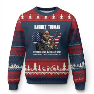 Harriet Tubman Patriotic Ugly Christmas Sweater Female Empowerment History Gift TS12 Navy Red Print Your Wear