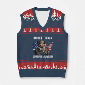 Harriet Tubman Patriotic V-Neck Knit Sweater Vest Female Empowerment History Gift TS12 Navy Red Print Your Wear