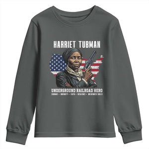 Harriet Tubman Patriotic Youth Sweatshirt Female Empowerment History Gift TS12 Dark Heather Print Your Wear