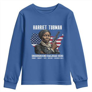 Harriet Tubman Patriotic Youth Sweatshirt Female Empowerment History Gift TS12 Royal Blue Print Your Wear