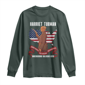 Harriet Tubman Patriotic Long Sleeve Shirt Strong Black Women Pride TS12 Dark Forest Green Print Your Wear