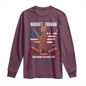 Harriet Tubman Patriotic Long Sleeve Shirt Strong Black Women Pride TS12 Maroon Print Your Wear