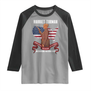 Harriet Tubman Patriotic Raglan Shirt Strong Black Women Pride TS12 Sport Gray Black Print Your Wear