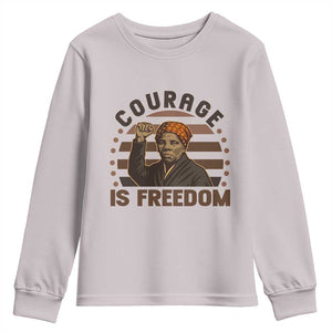 Harriet Tubman Legacy Youth Sweatshirt Courage Is Freedom TS12 Ice Gray Print Your Wear