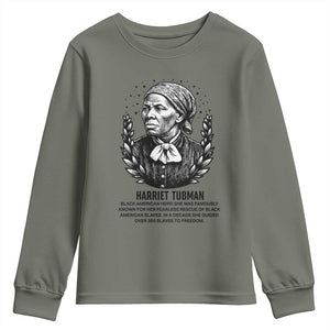 American Hero Harriet Tubman Youth Sweatshirt Black History Leader Gift TS12 Military Green Print Your Wear