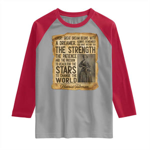 Harriet Tubman Quote Raglan Shirt Strength Patience Passion To Change The World TS12 Sport Gray Red Print Your Wear