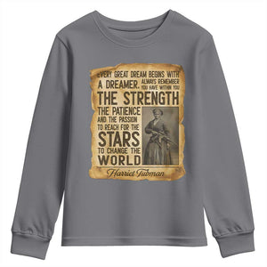 Harriet Tubman Quote Youth Sweatshirt Strength Patience Passion To Change The World TS12 Charcoal Print Your Wear