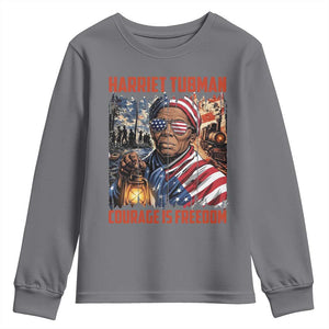 Harriet Tubman Courage Is Freedom Youth Sweatshirt Black History Gift TS12 Charcoal Print Your Wear