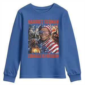 Harriet Tubman Courage Is Freedom Youth Sweatshirt Black History Gift TS12 Royal Blue Print Your Wear